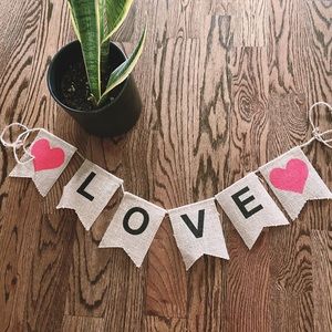 Love Heart Burlap Garland Banner